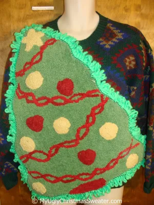 Funny Eye Numbing Ugly Christmas Sweater with Oversized Tree