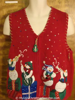 Funny Musical Snowmen Ugly Christmas Sweater Vest