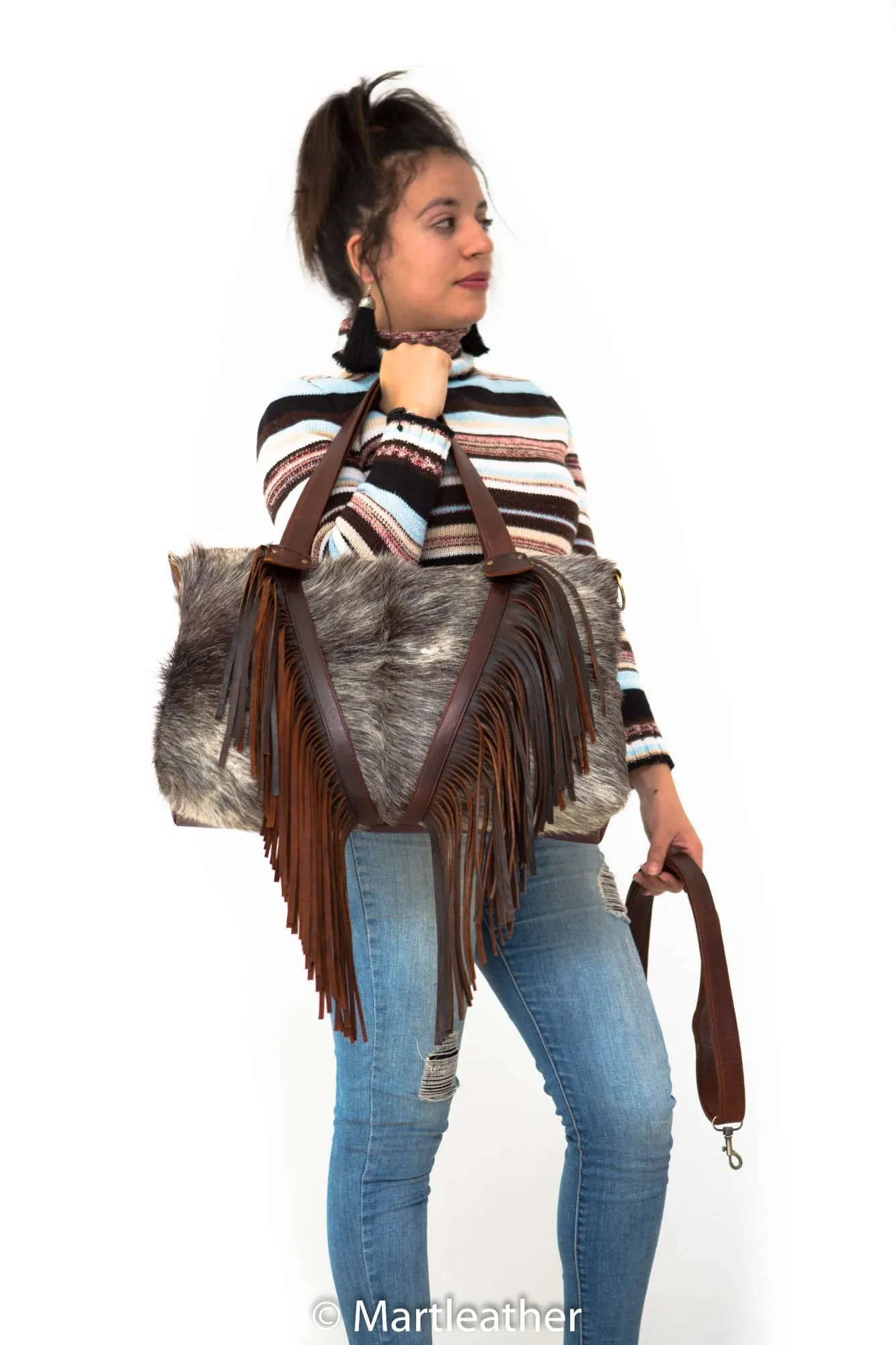 Fur & Leather fringe bag