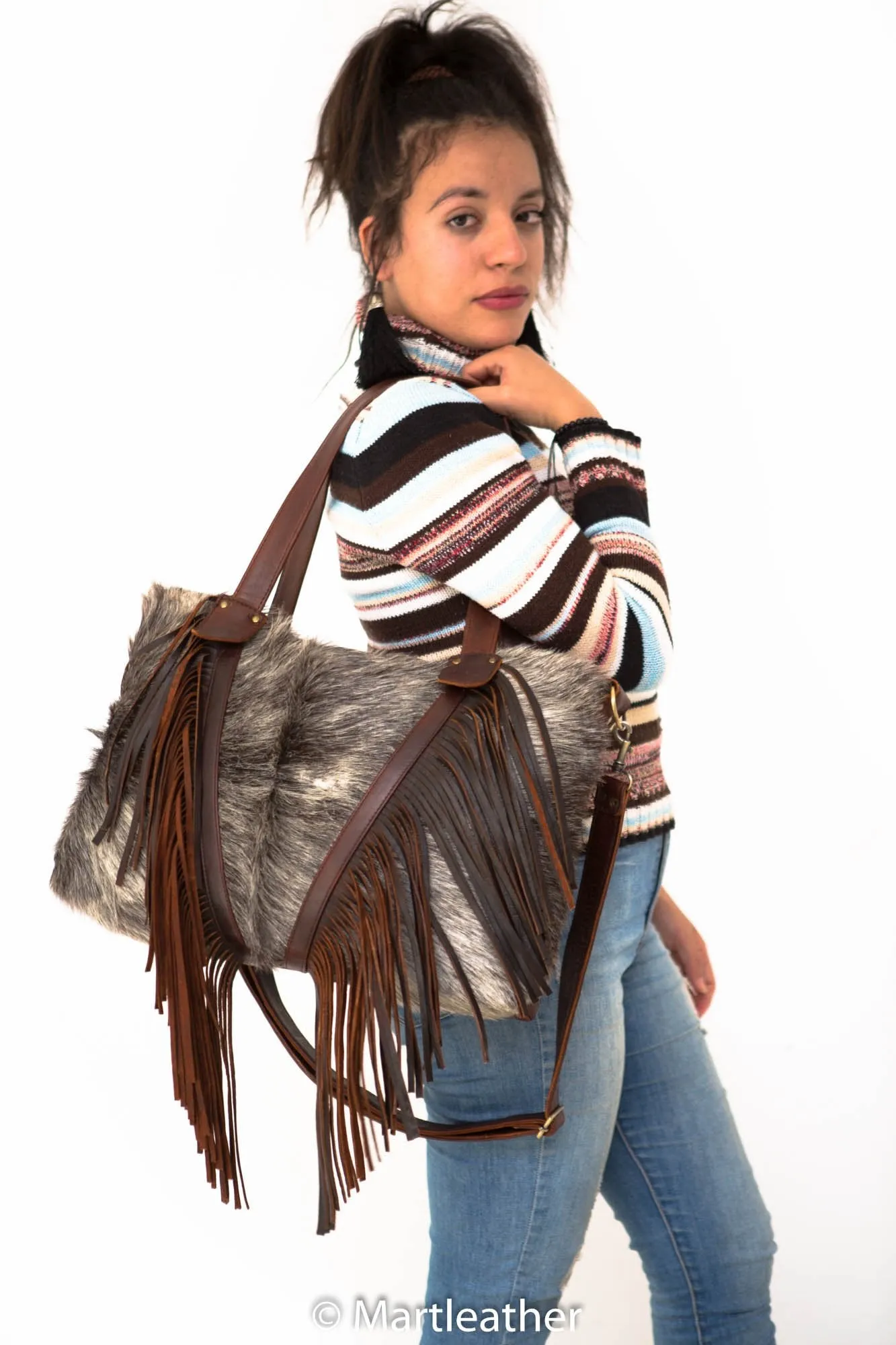 Fur & Leather fringe bag