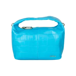 Furla 1927 Crocodile Embossed Mini Crossbody - Light Blue