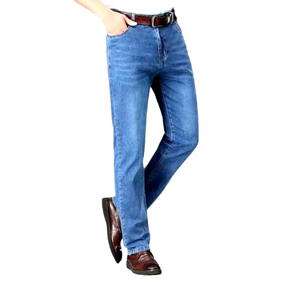 Furrowed tall men's waisted jeans