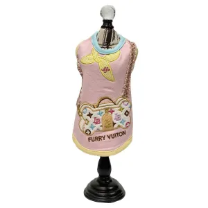 Furry Vuiton Bone Pochette Dog Tank Pink