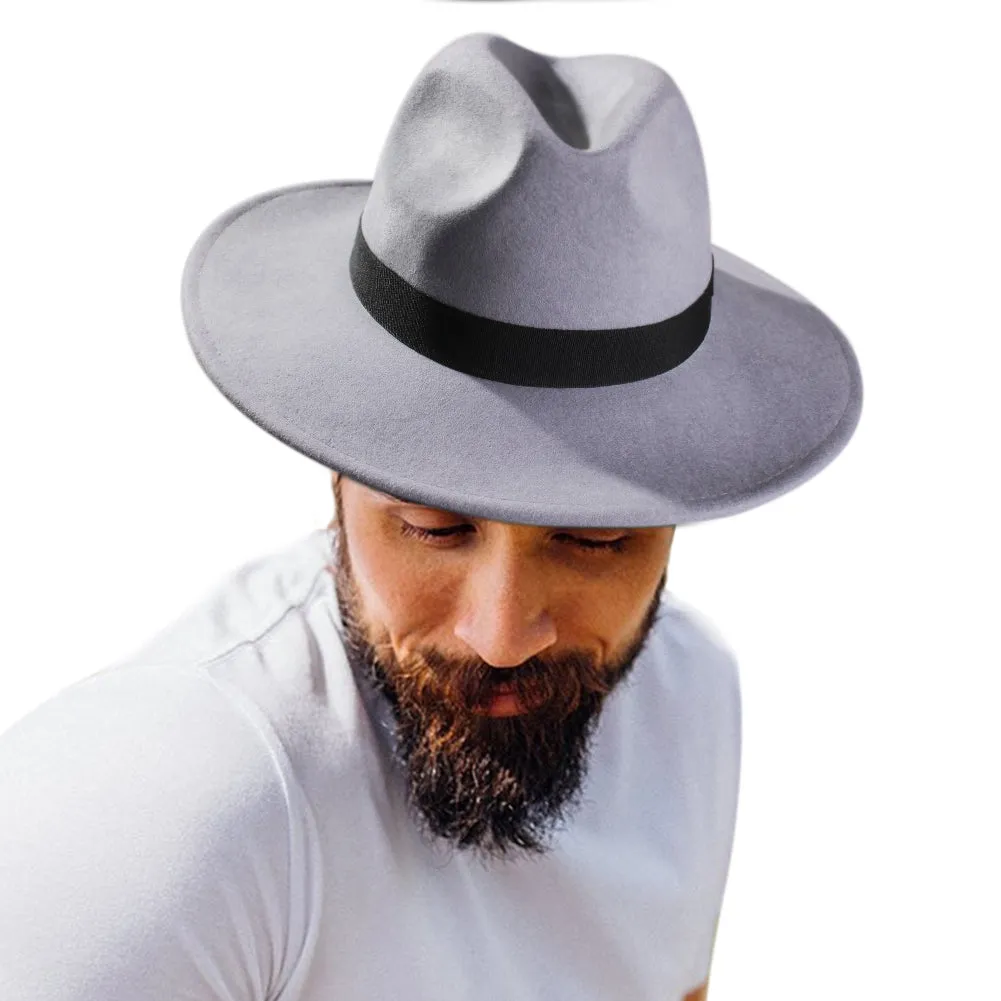 FURTALK Fedora Hats for Men Women 100% Australian Wool Felt Wide Brim Hat Ribbon Crushable Packable