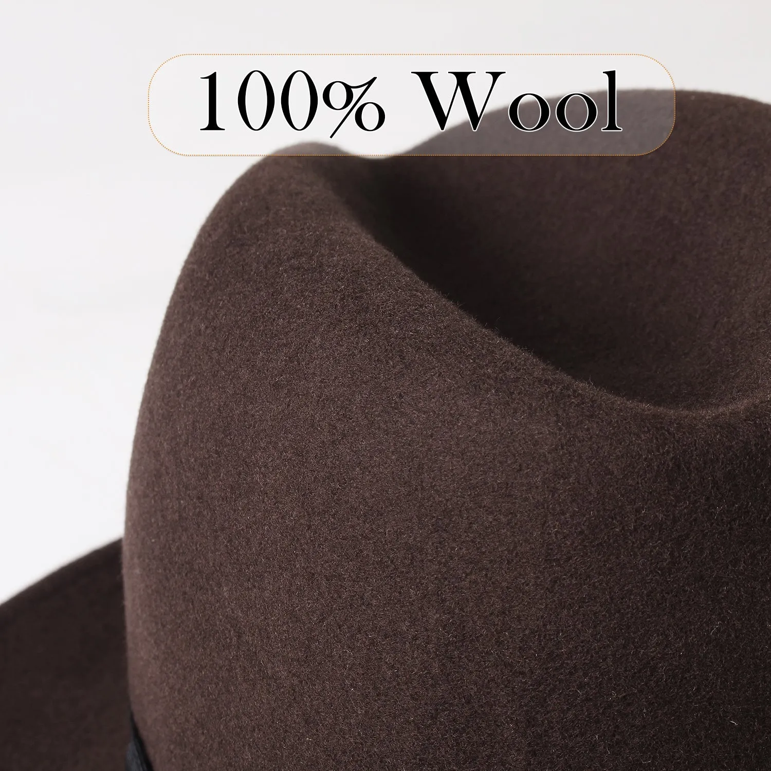 FURTALK Fedora Hats for Men Women 100% Australian Wool Felt Wide Brim Hat Ribbon Crushable Packable