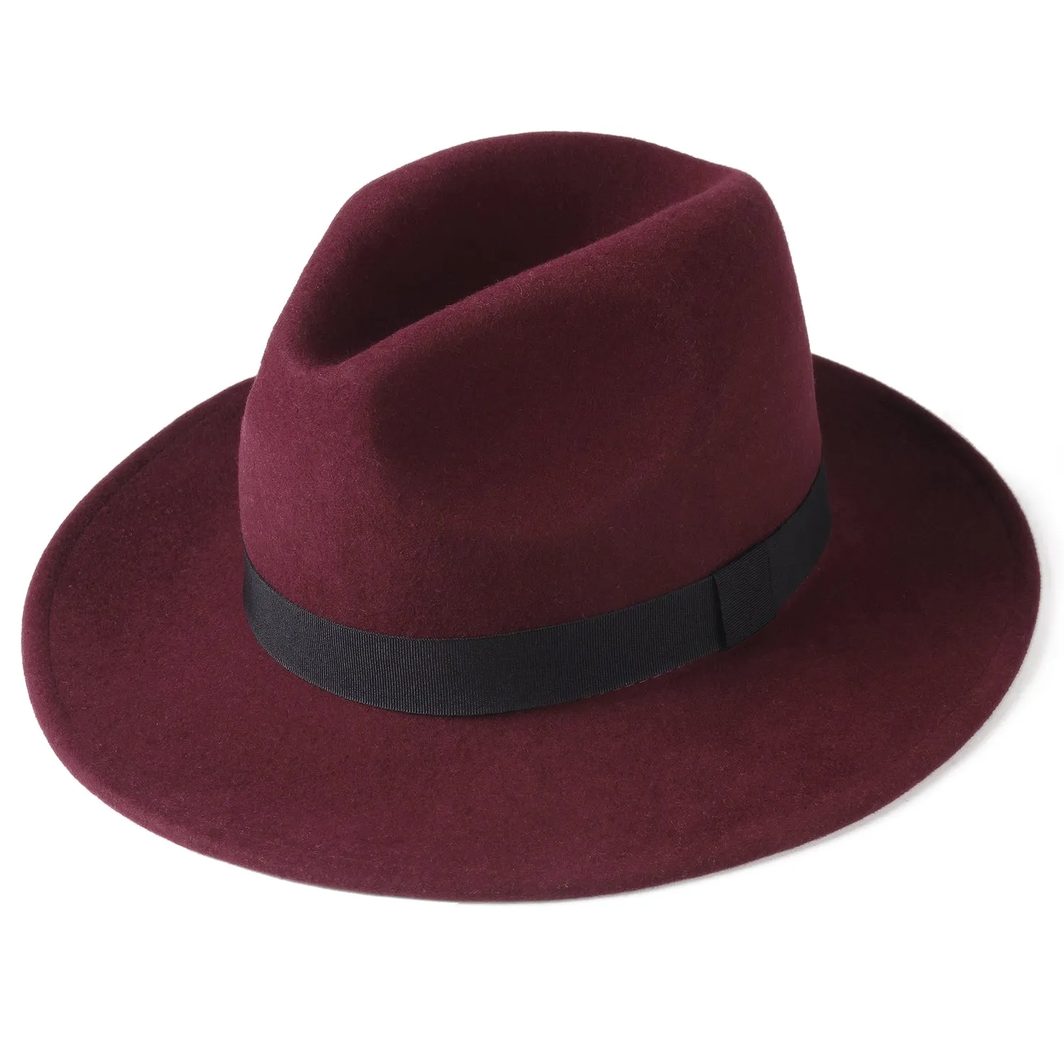 FURTALK Fedora Hats for Men Women 100% Australian Wool Felt Wide Brim Hat Ribbon Crushable Packable