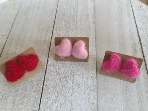 Fuzzy Heart Earrings