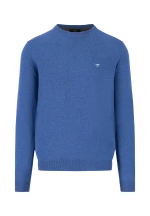 FYNCH HATTON Blue Round Neck Wool Jumper