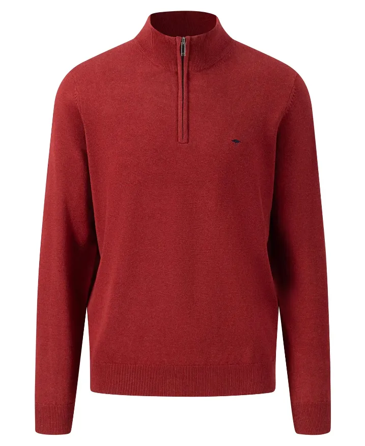 Fynch-Hatton - Lambswool Half Zip Jumper , Scarlet