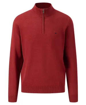 Fynch-Hatton - Lambswool Half Zip Jumper , Scarlet