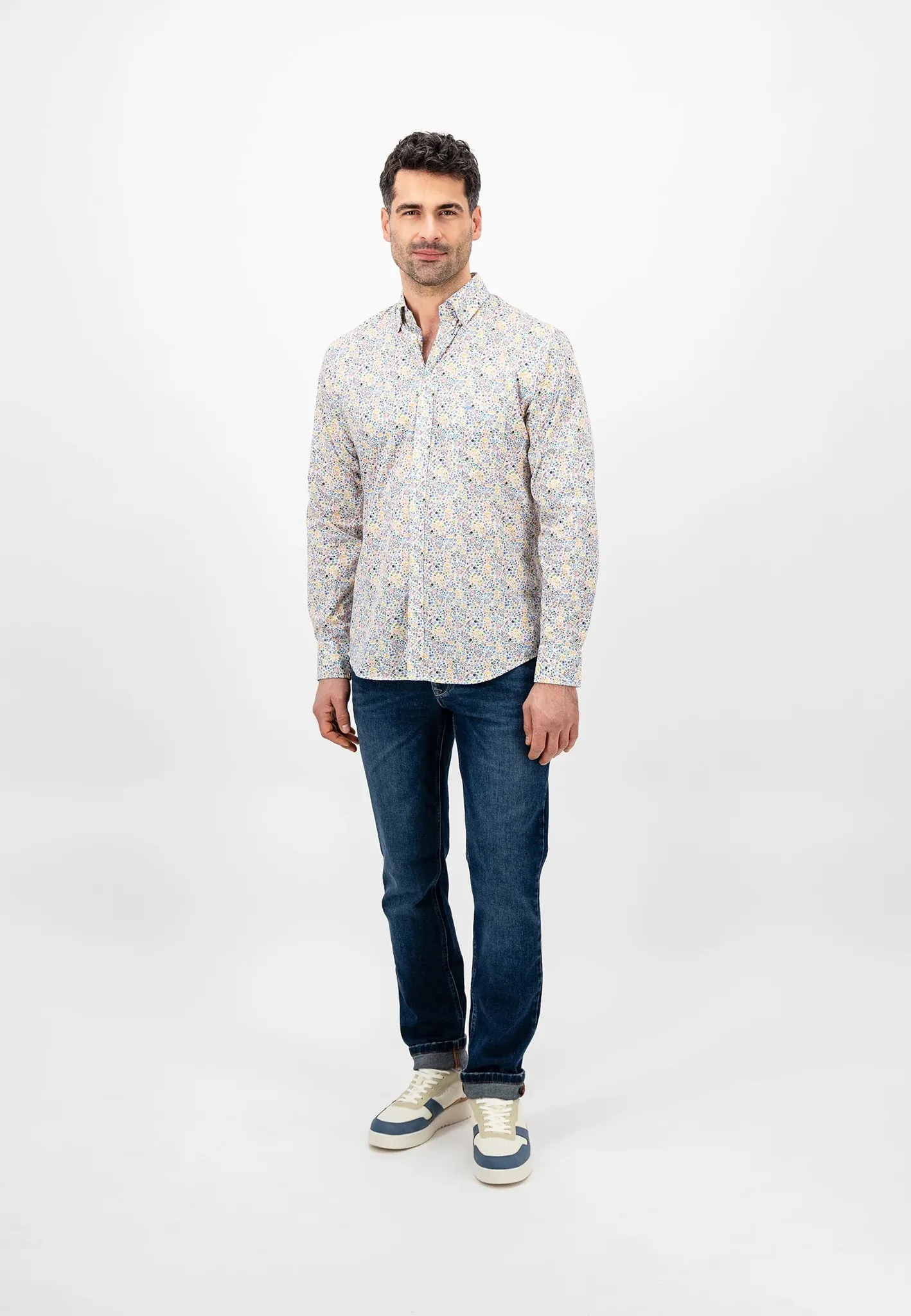 FYNCH HATTON Multi Print Shirt - Men's Soft Cotton – Dusty Lavender