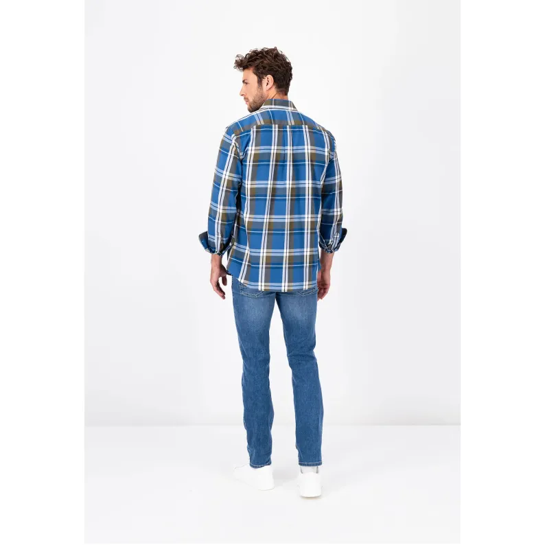 Fynch-Hatton Supersoft Cotton Checked Shirt 13087020 Wave