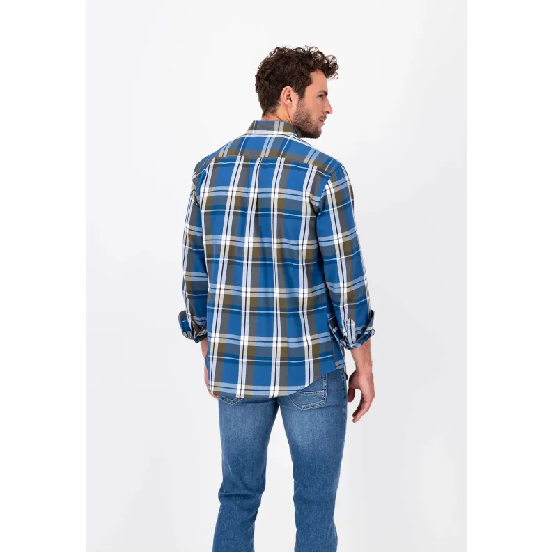 Fynch-Hatton Supersoft Cotton Checked Shirt 13087020 Wave