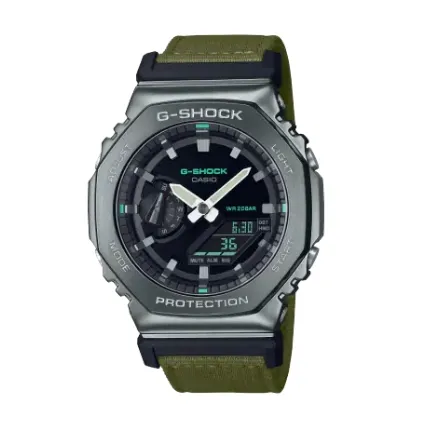 G-Shock 2100 Series Watch Green Cloth Strap