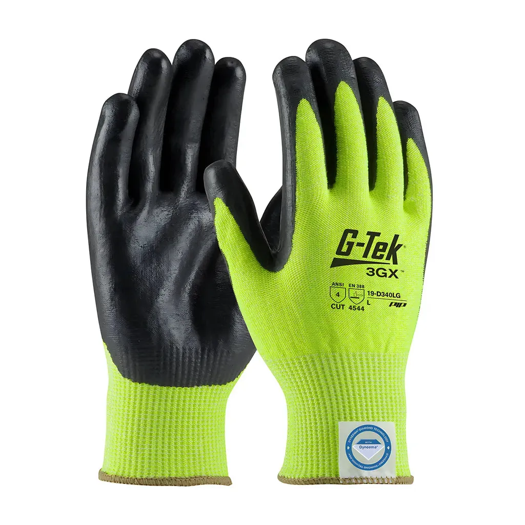 G-Tek 19-D340LG/XL Seamless Knit Dyneema Diamond Blended Glove with Nitrile Coated Foam Grip on Palm & Fingers