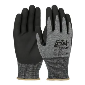 G-Tek 555-L Seamless Knit PolyKor Blended Glove with Nitrile Coated Foam Grip on Palm & Fingers - Touchscreen Compatible