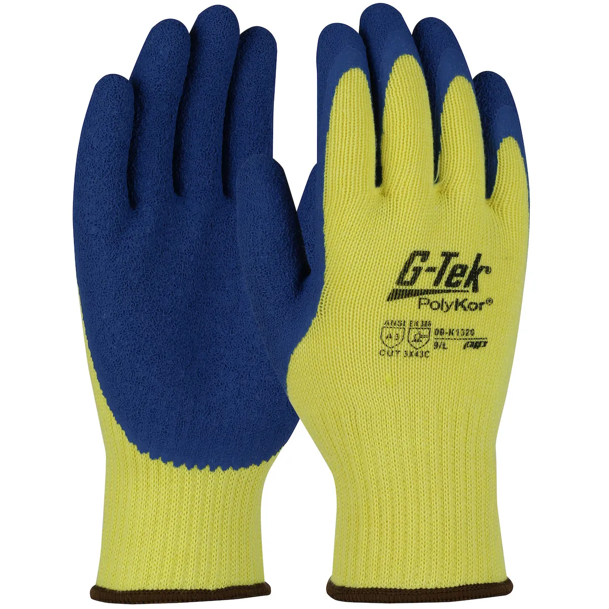 G-Tek PolyKor 09-K1320 Seamless Knit PolyKor Blended with Latex Coated Crinkle Grip Safety Glove(One Dozen)