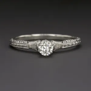 G VS OLD EUROPEAN CUT DIAMOND ENGAGEMENT RING VINTAGE SOLITAIRE ENGRAVED 1/4ct