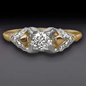 G VS OLD EUROPEAN CUT DIAMOND ENGAGEMENT RING VINTAGE YELLOW GOLD ESTATE NATURAL