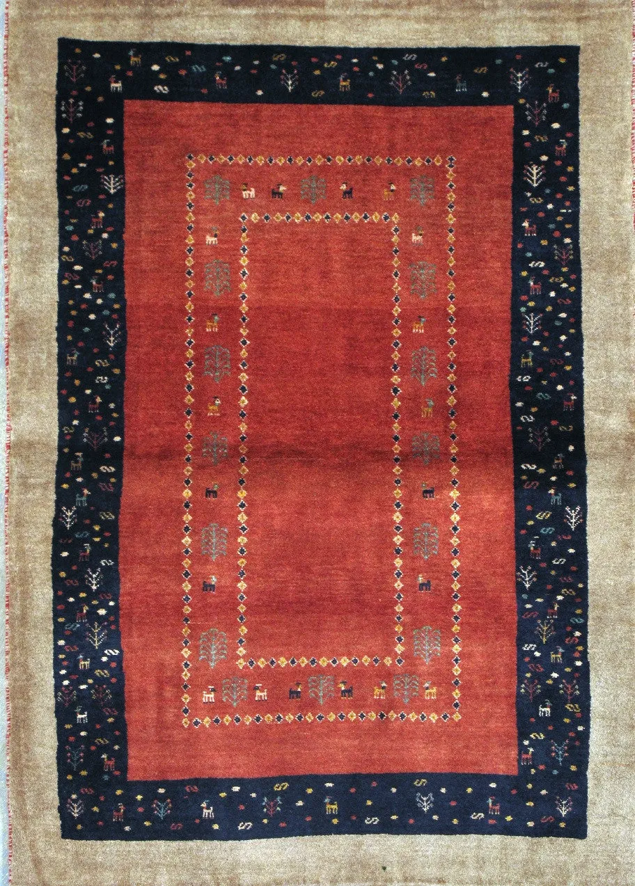 Gabbeh  Hand-Knotted Lamb's Wool Area Rug