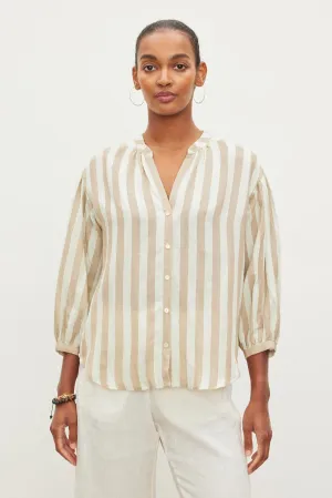 GABBY STRIPED LINEN TOP