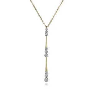 Gabriel 14K Yellow Gold Graduated Diamond Station Drop Y Necklace NK7209Y45JJ