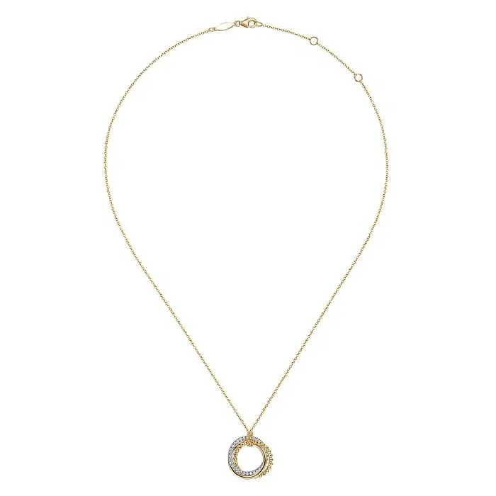 Gabriel & Co. Bujukan Diamond Interlocking Circles Pendant Necklace in 14K Yellow and White Gold