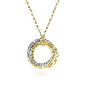 Gabriel & Co. Bujukan Diamond Interlocking Circles Pendant Necklace in 14K Yellow and White Gold