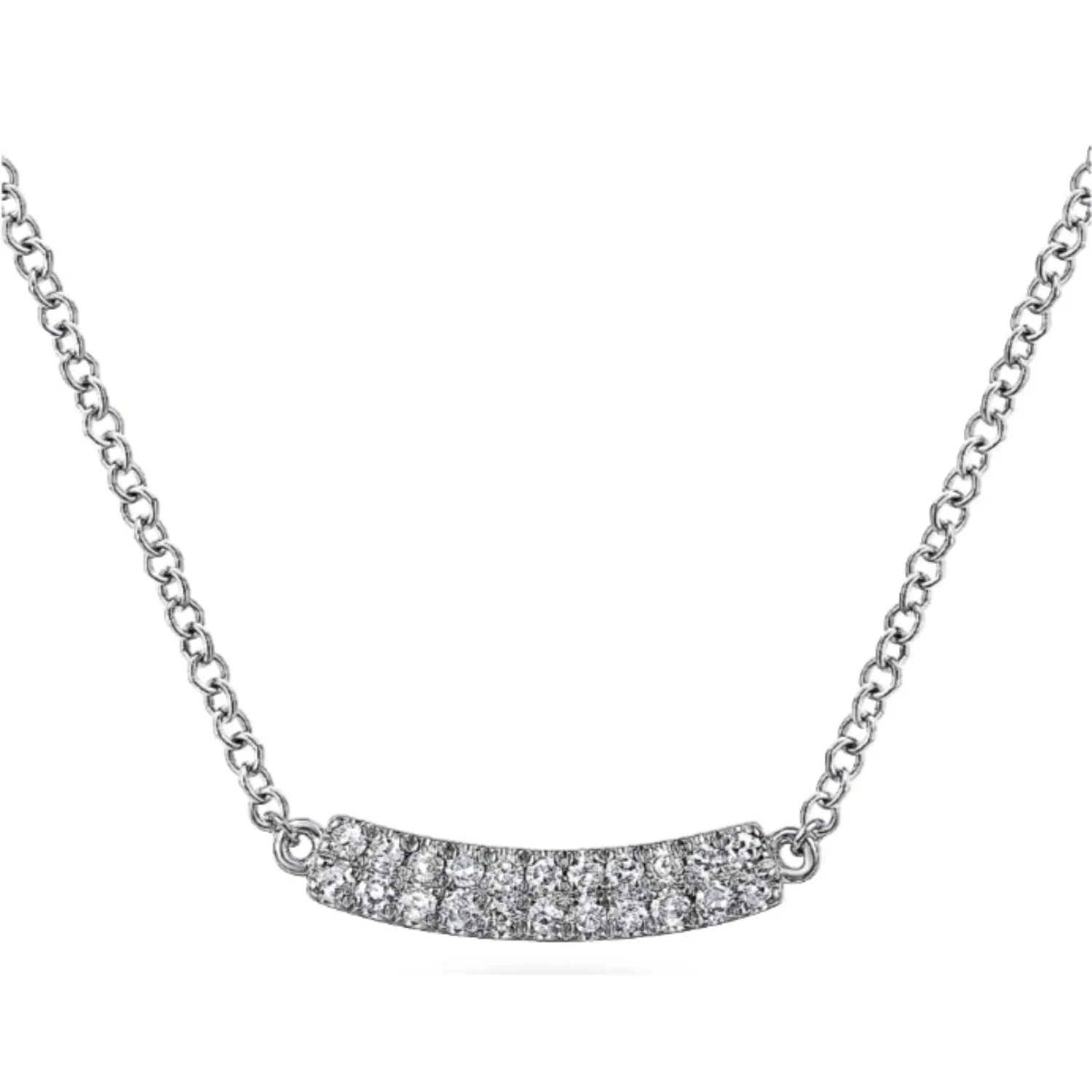 Gabriel & Co. Curved Pave Diamond Bar Necklace