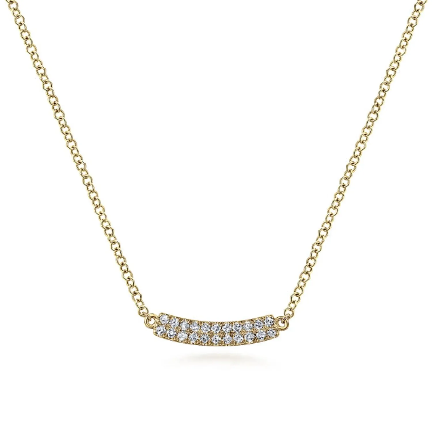 Gabriel & Co. Curved Pave Diamond Bar Necklace