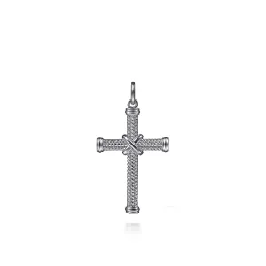 Gabriel & Co. Sterling Silver Twisted Rope Cross Pendant with "X" Center