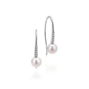 Gabriel & Co. White Gold Drop Earrings Pearl Earrings