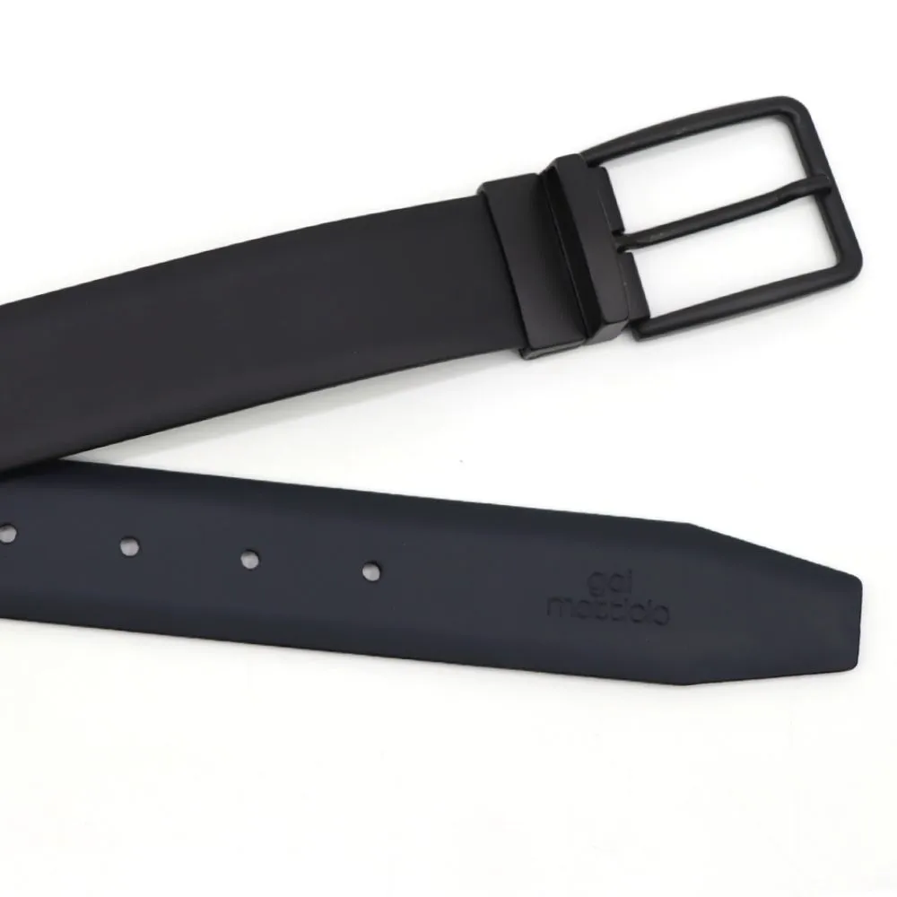 Gai Mattiolo Smooth Reversible Leather Belt, Pure Black Pin Buckle, Genuine Leather, Double Side