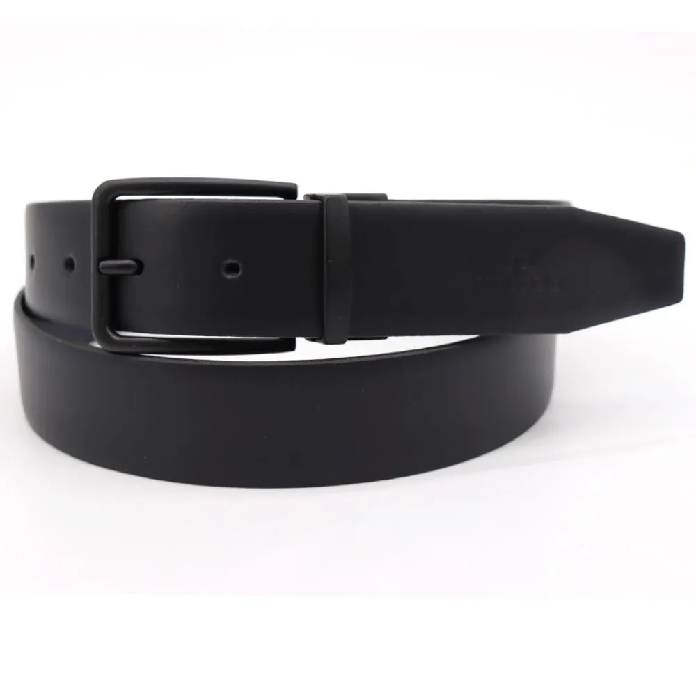 Gai Mattiolo Smooth Reversible Leather Belt, Pure Black Pin Buckle, Genuine Leather, Double Side