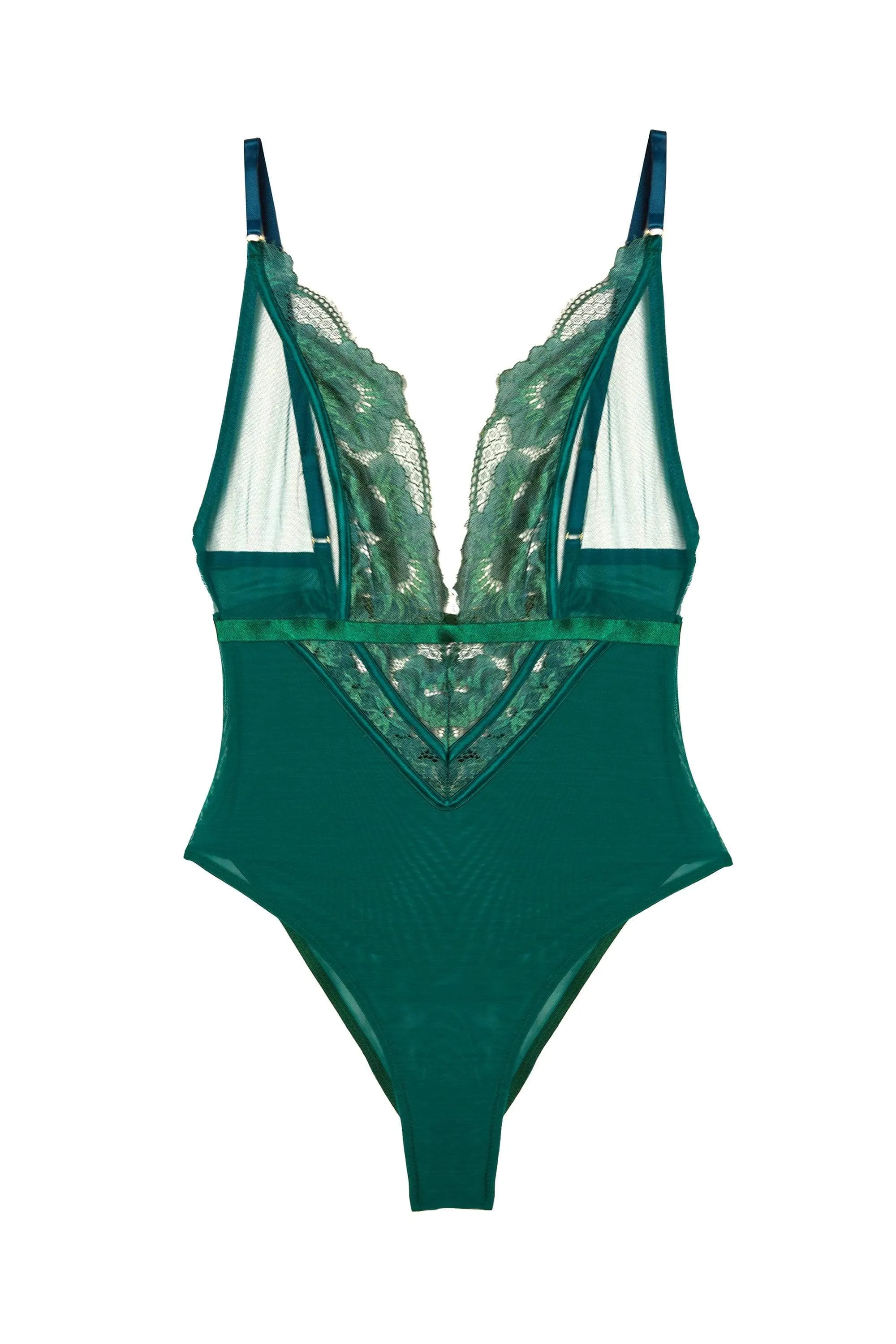 Gaia Forest Green Lace And Mesh Body