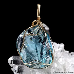 Galactic Oceanic Blue Sirius Andara Crystal Pendant 14k 'New Interstellar Energy'