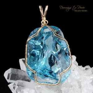 Galactic Oceanic Blue Sirius Andara Crystal Pendant 14k