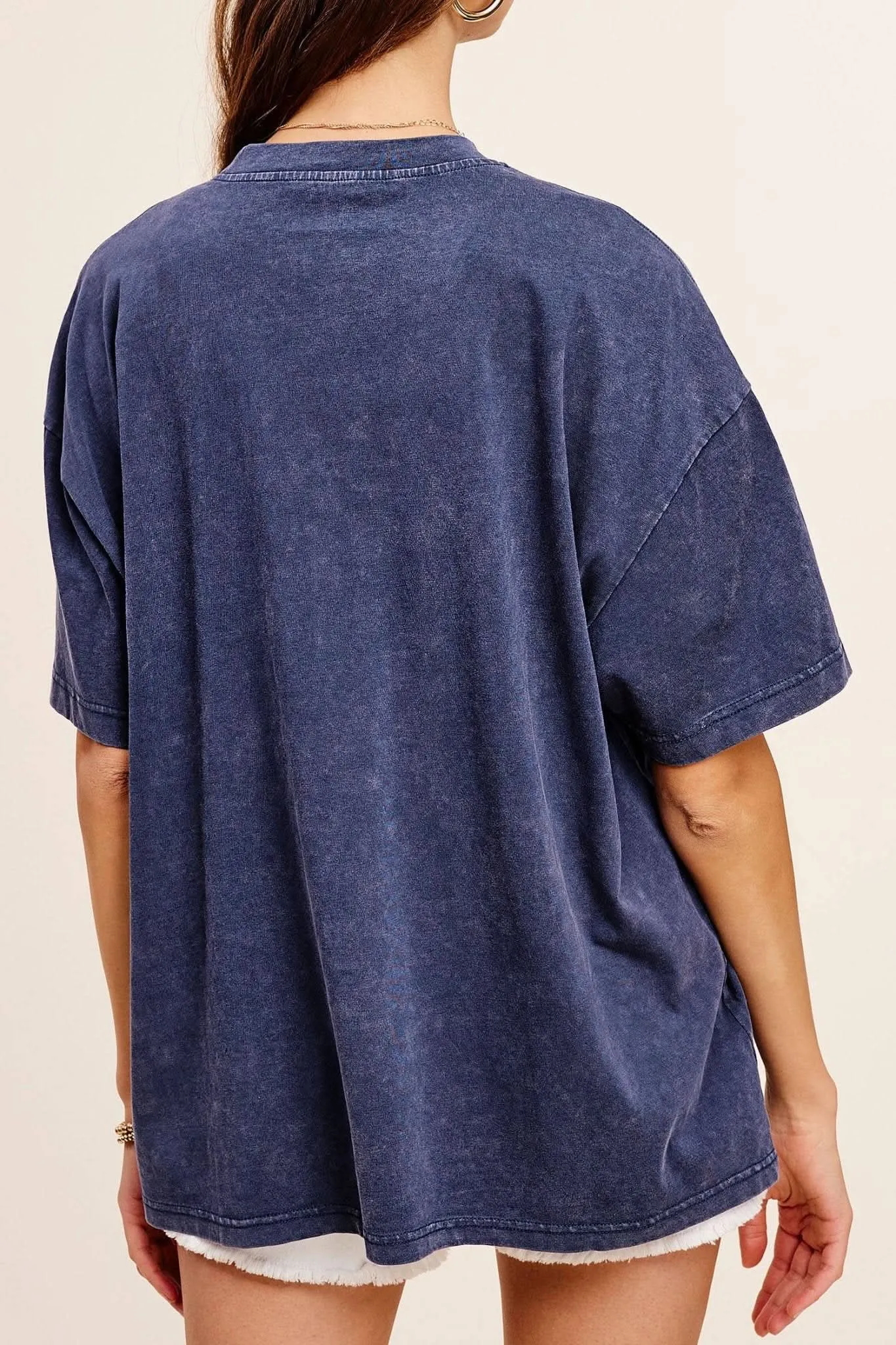 Galaxy Blue Mineral Washed Short Sleeve Top