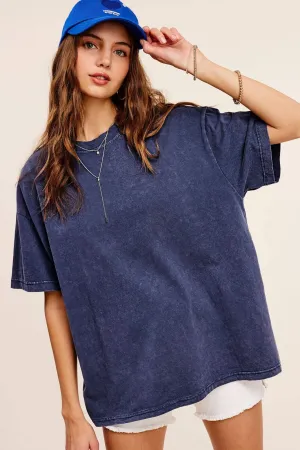 Galaxy Blue Mineral Washed Short Sleeve Top