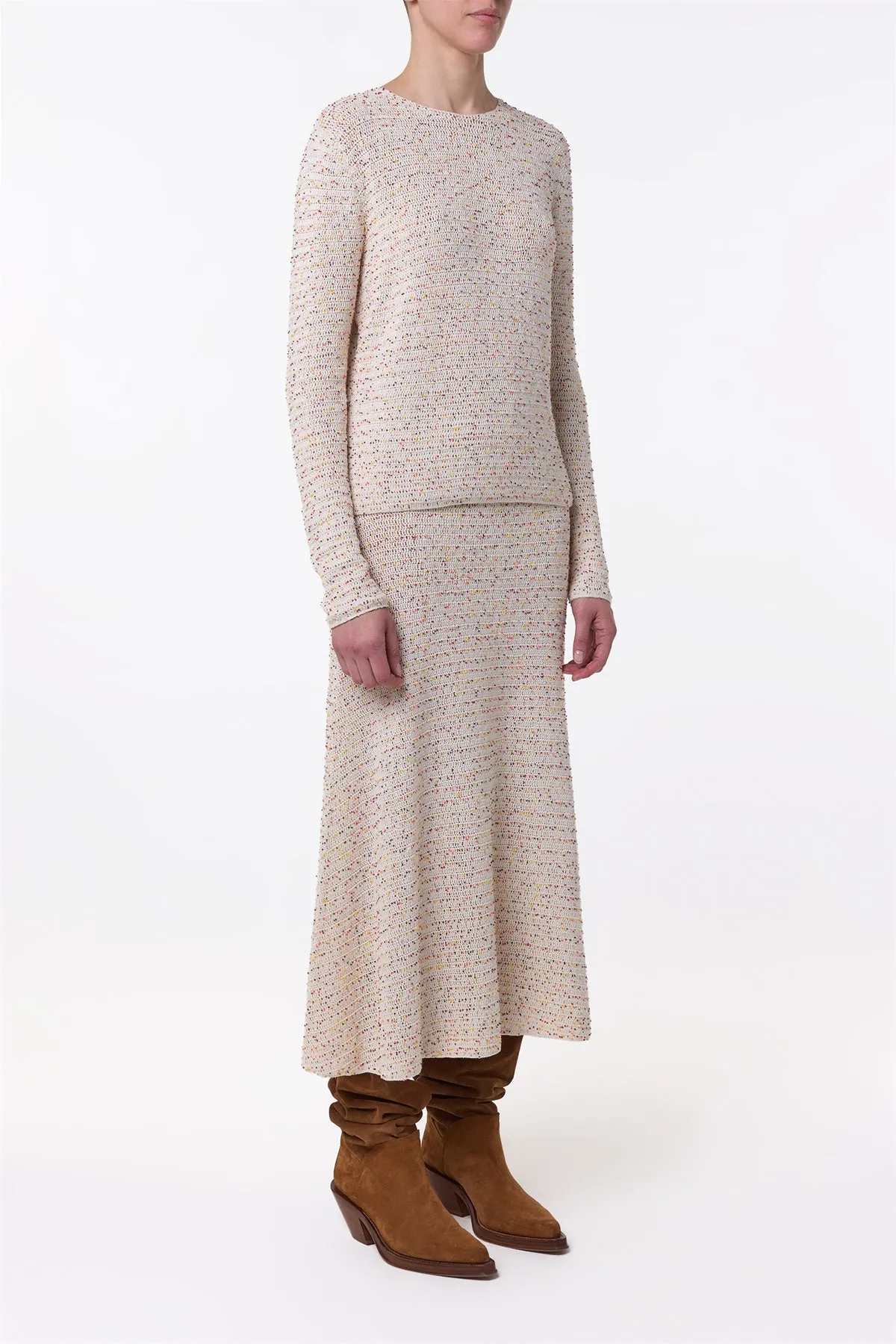 Galene Knit Sweater in Ivory Multi Beaded Cashmere