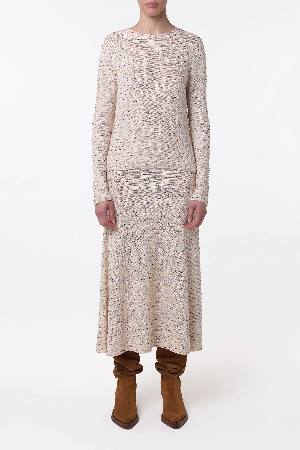 Galene Knit Sweater in Ivory Multi Beaded Cashmere