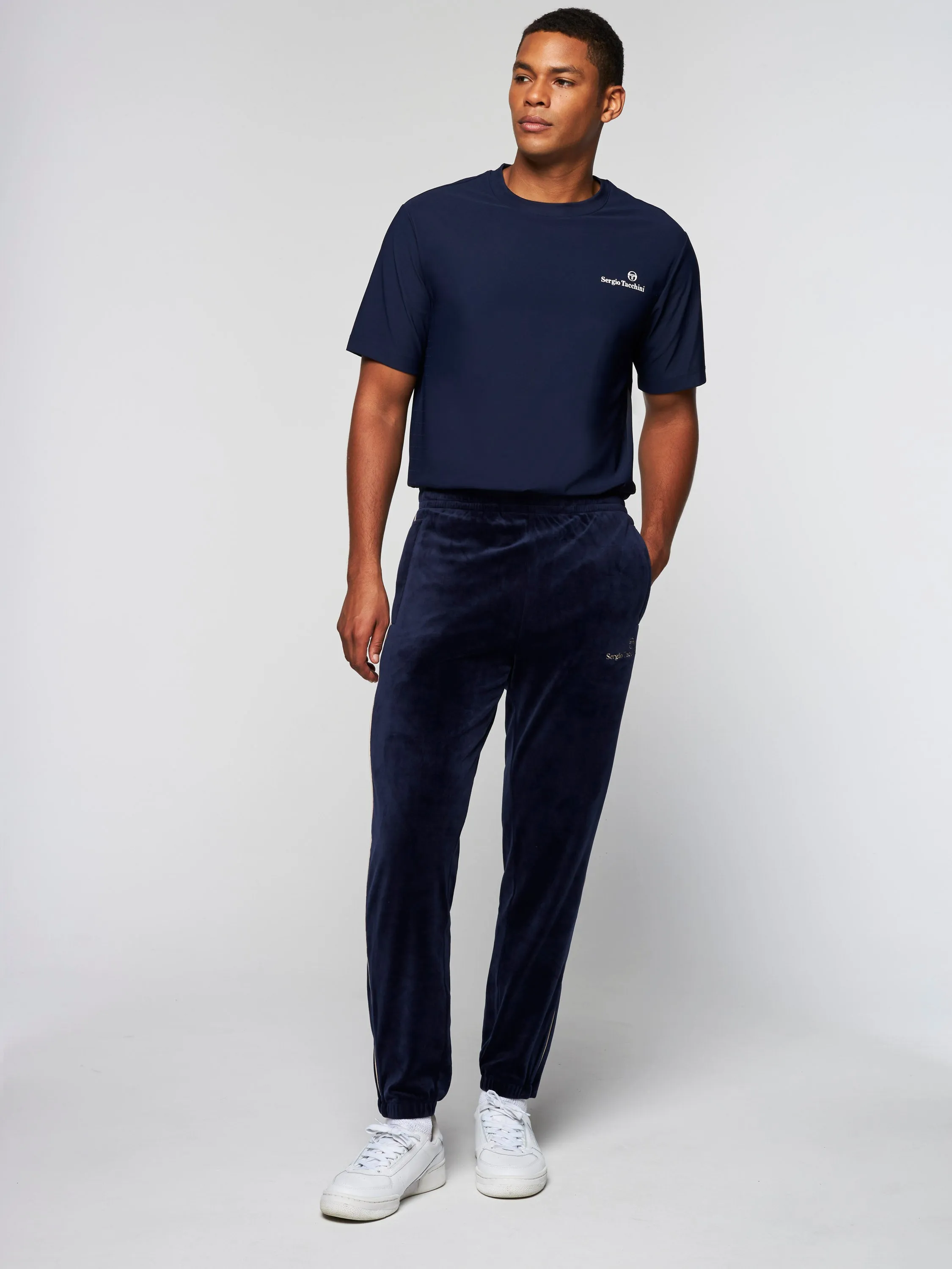 Gallone Velour Track Pant- Maritime Blue