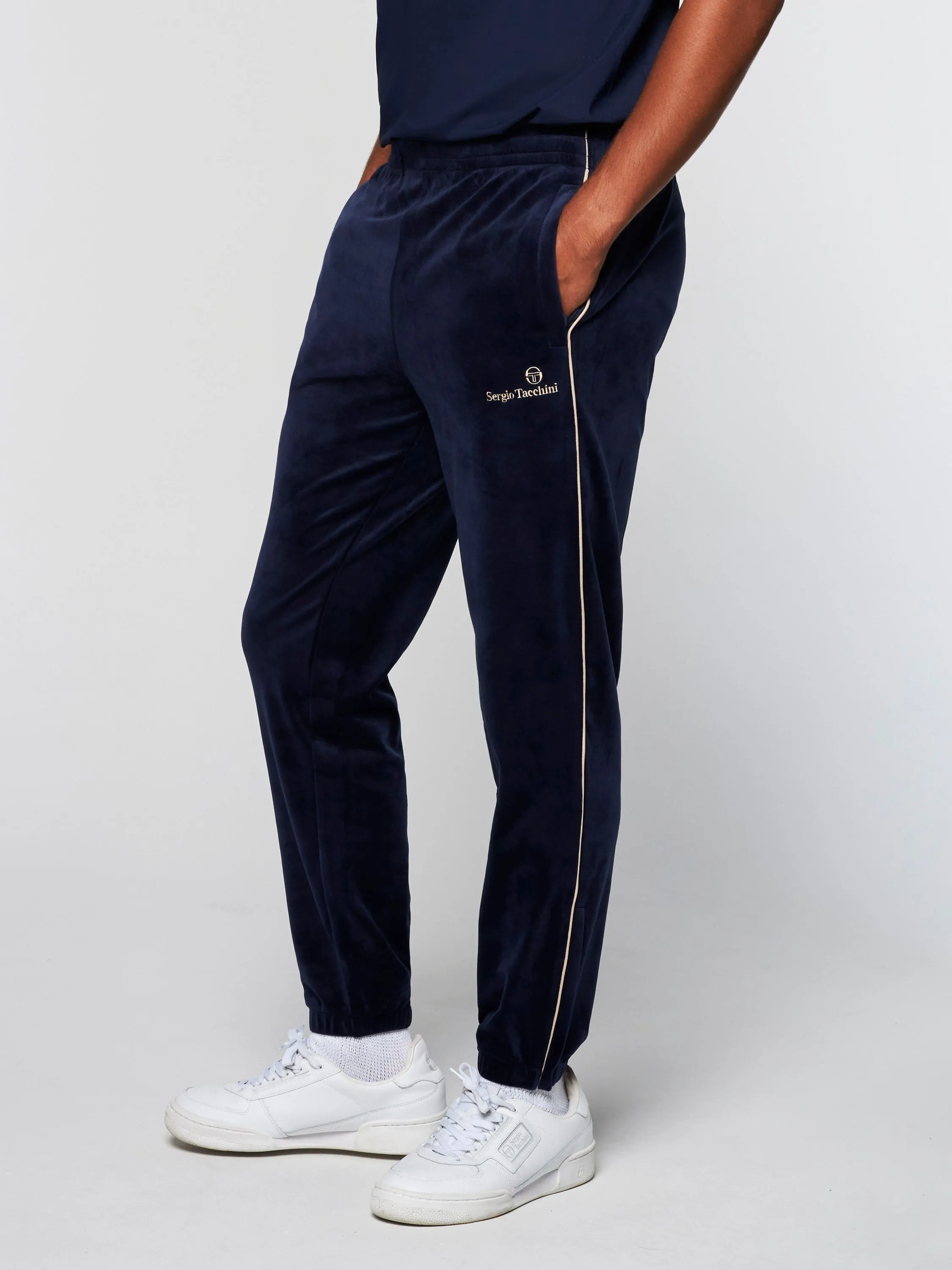 Gallone Velour Track Pant- Maritime Blue