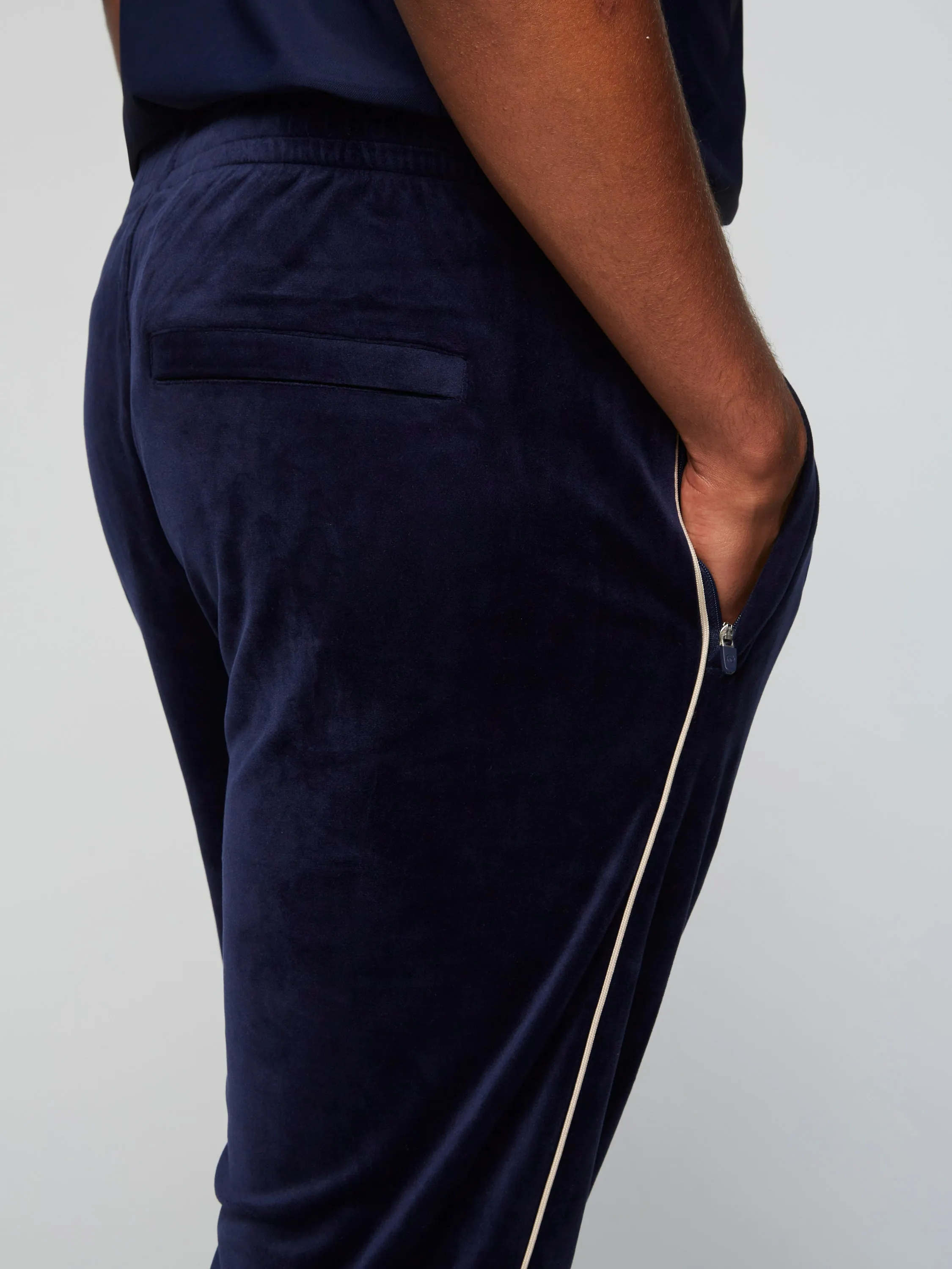 Gallone Velour Track Pant- Maritime Blue