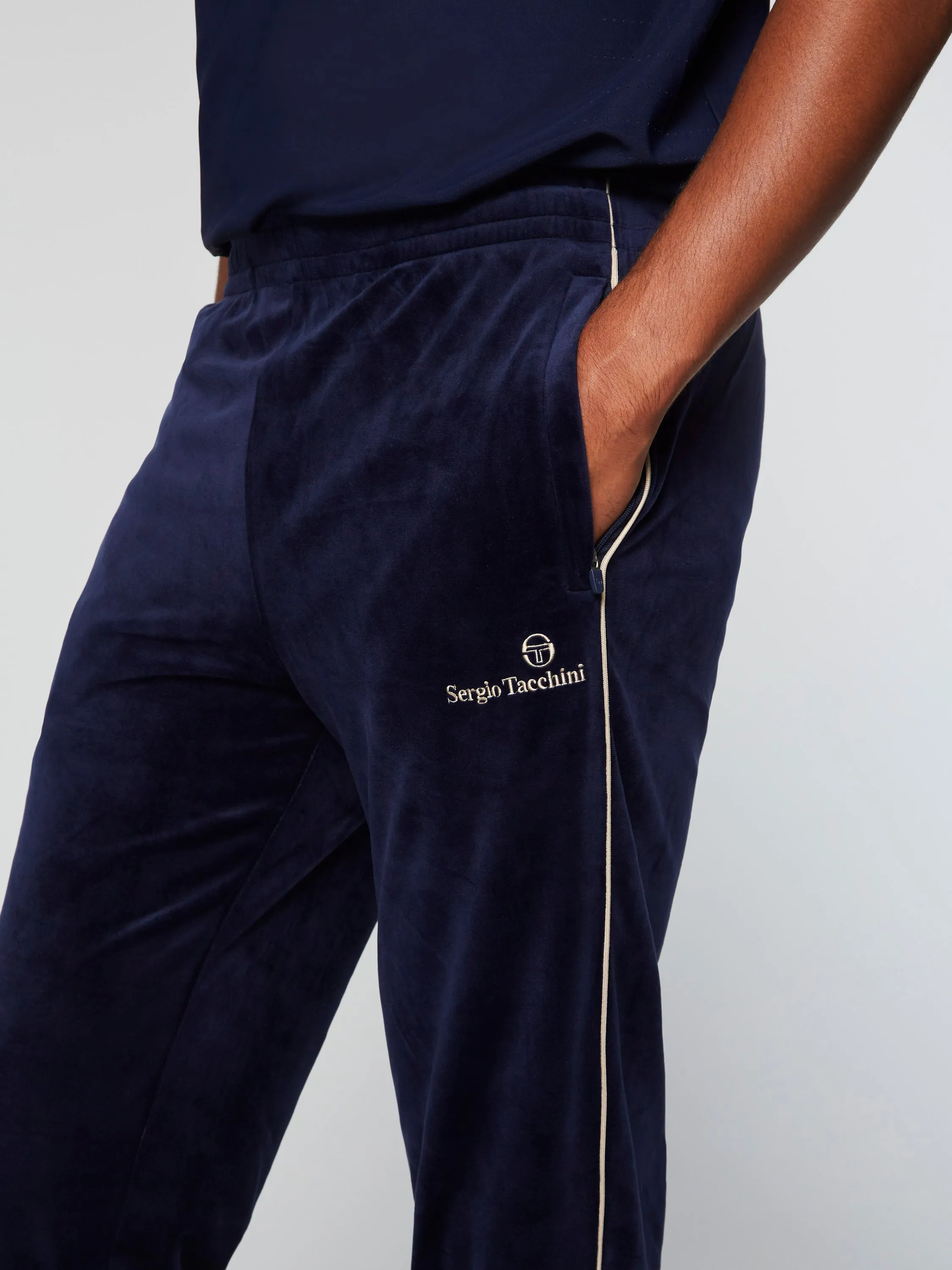 Gallone Velour Track Pant- Maritime Blue