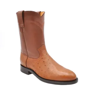 Galveston Smooth Ostrich Roper Boot - Cognac