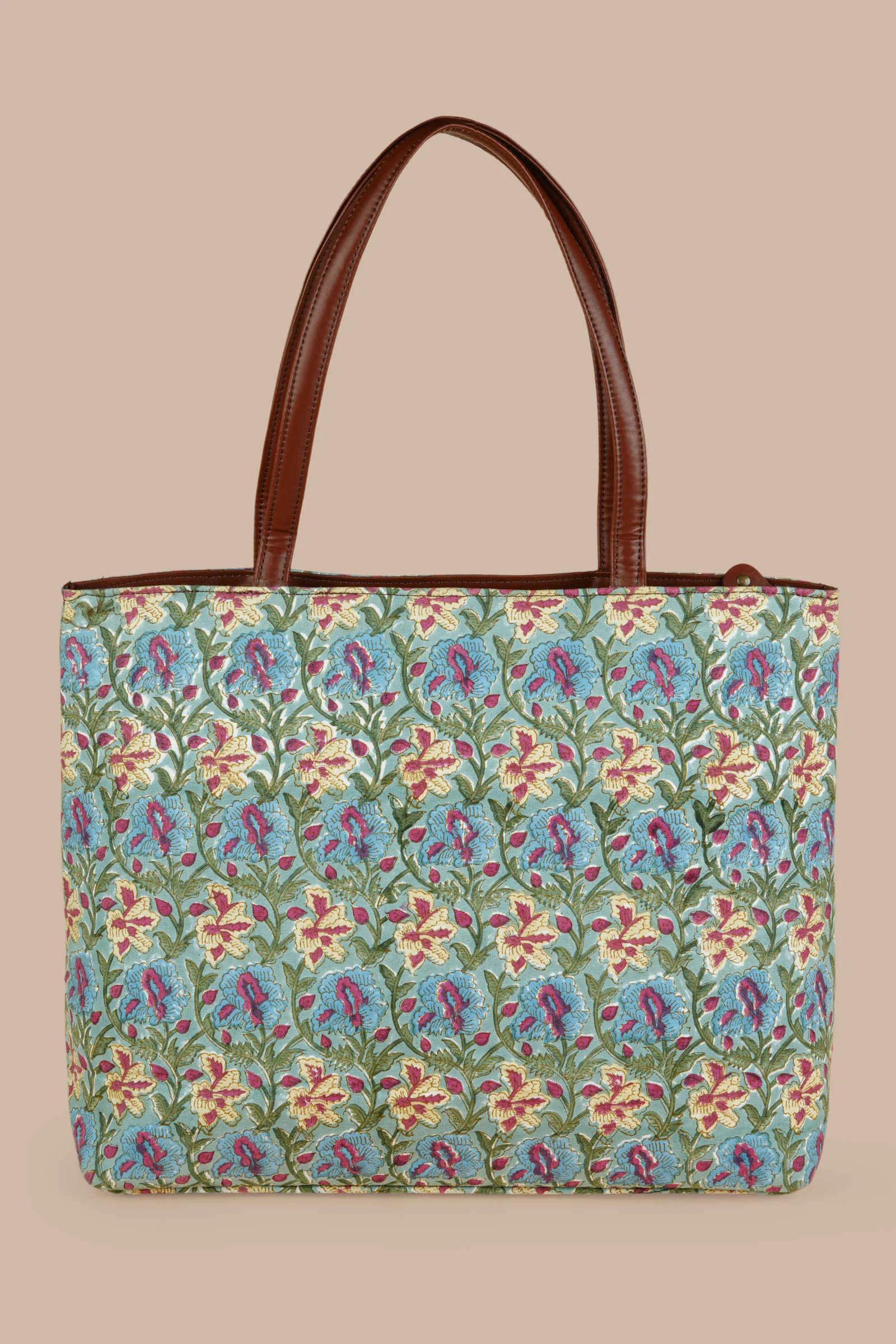 Galway Gemstone Hand Block Printed Blue Classic Tote Bag