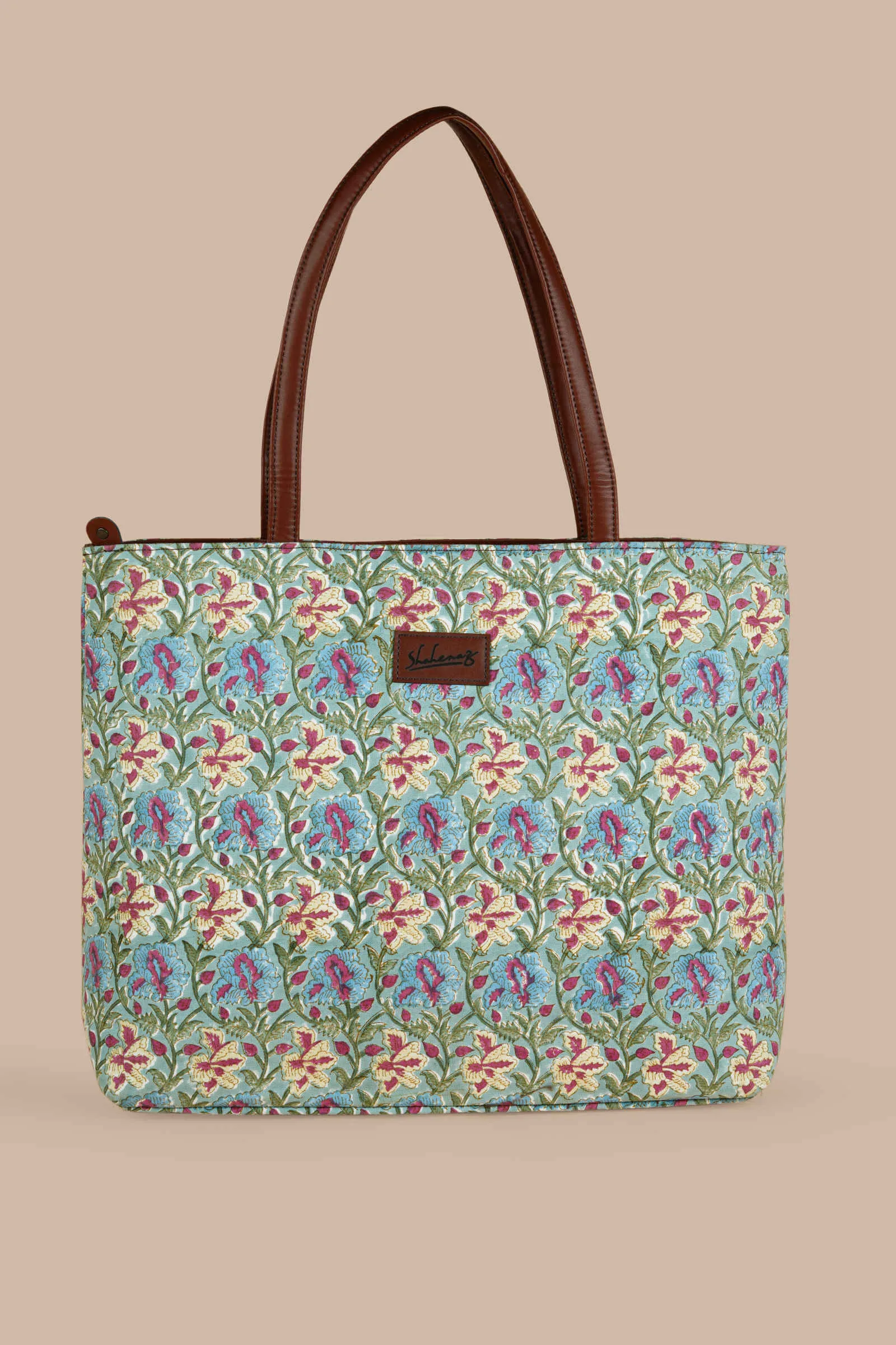 Galway Gemstone Hand Block Printed Blue Classic Tote Bag