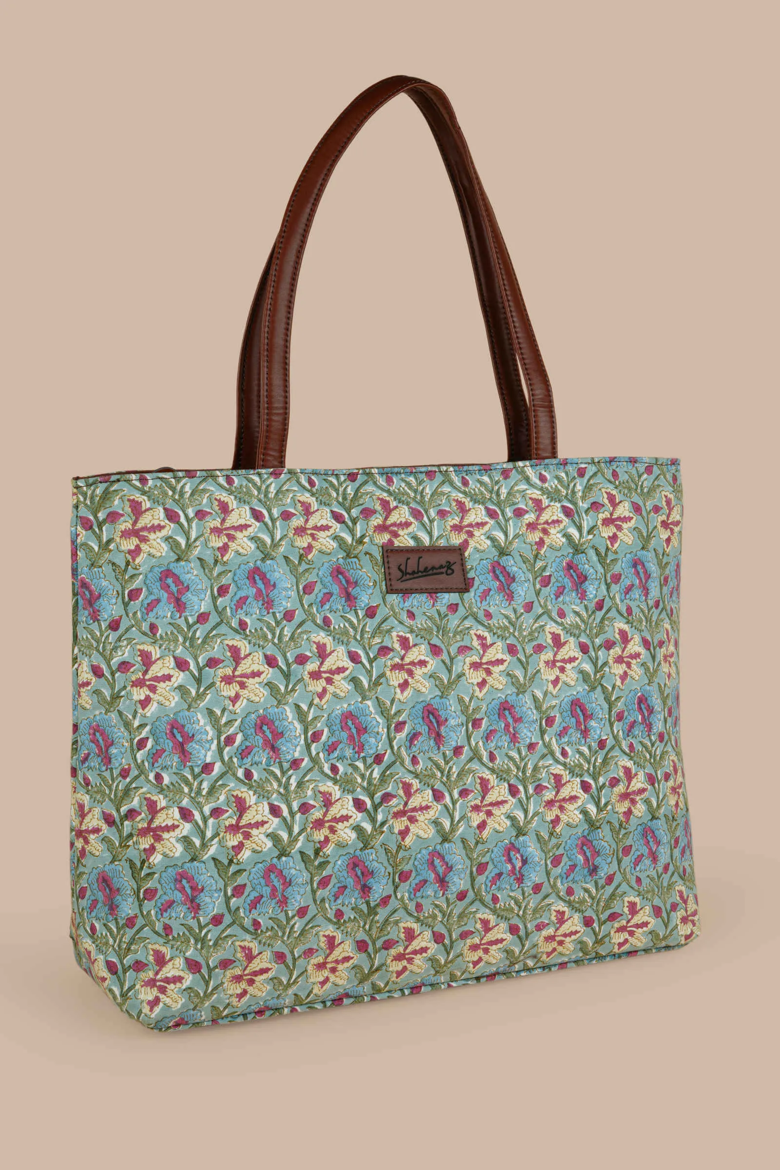 Galway Gemstone Hand Block Printed Blue Classic Tote Bag