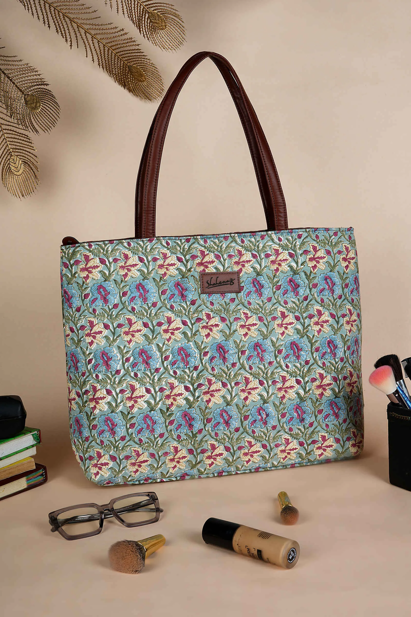 Galway Gemstone Hand Block Printed Blue Classic Tote Bag